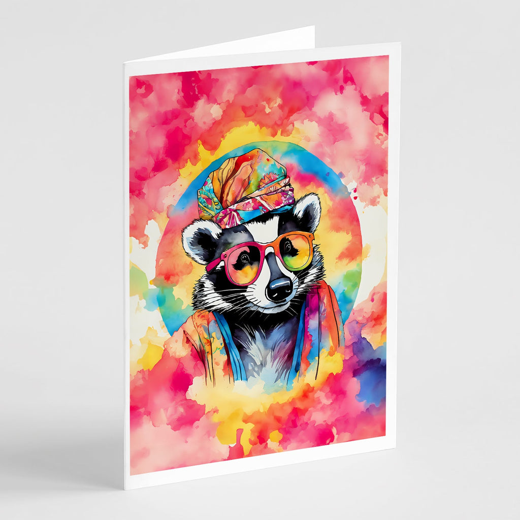 Hippie Animal Badger Greeting Cards Pack of 8 Blank Cards with Envelopes Whimsical A7 Size 5x7