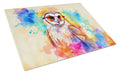 Hippie Animal Barn Owl Cutting Board Tempered Glass Kitchen Cutting Surface, Heat Resistant Chopping, Non-Slip Feet, Food Prep & Serving