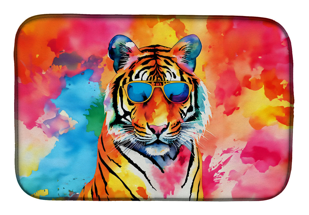 Hippie Animal Bengal Tiger Dish Drying Mat Absorbent Dish Drying Mat Pad for Kitchen Counter Dish Drainer Mat for Countertop, 14 x 21", Multicolor
