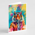 Hippie Animal Bengal Tiger Greeting Cards Pack of 8 Blank Cards with Envelopes Whimsical A7 Size 5x7