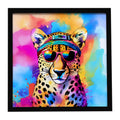 Hippie Animal Cheetah Framed Metal Print Bathroom, Kitchen, Office, Home Decor Wall Art Ready to Hang, Square, 8X8