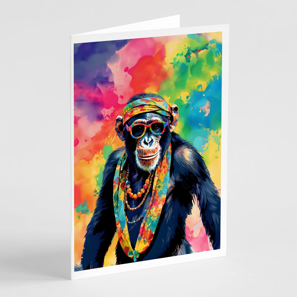 Hippie Animal Chimpanzee Greeting Cards Pack of 8 Blank Cards with Envelopes Whimsical A7 Size 5x7
