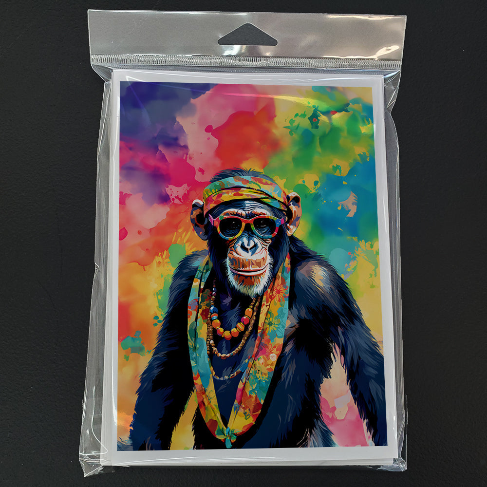 Hippie Animal Chimpanzee Greeting Cards Pack of 8 Blank Cards with Envelopes Whimsical A7 Size 5x7