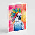Hippie Animal Cockatoo Greeting Cards Pack of 8 Blank Cards with Envelopes Whimsical A7 Size 5x7