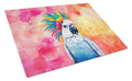 Hippie Animal Cockatoo Cutting Board Tempered Glass Kitchen Cutting Surface, Heat Resistant Chopping, Non-Slip Feet, Food Prep & Serving