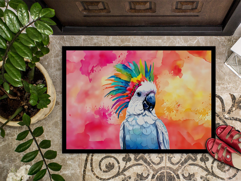 Hippie Animal Cockatoo Doormat Indoor Outdoor 18H X 27W Front Door Mat Rugs for Entryway, Non Slip Washable