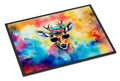 Hippie Animal Deer Doormat Indoor Outdoor 24H X 36W Front Door Mat Rugs for Entryway, Non Slip Washable Low Pile,