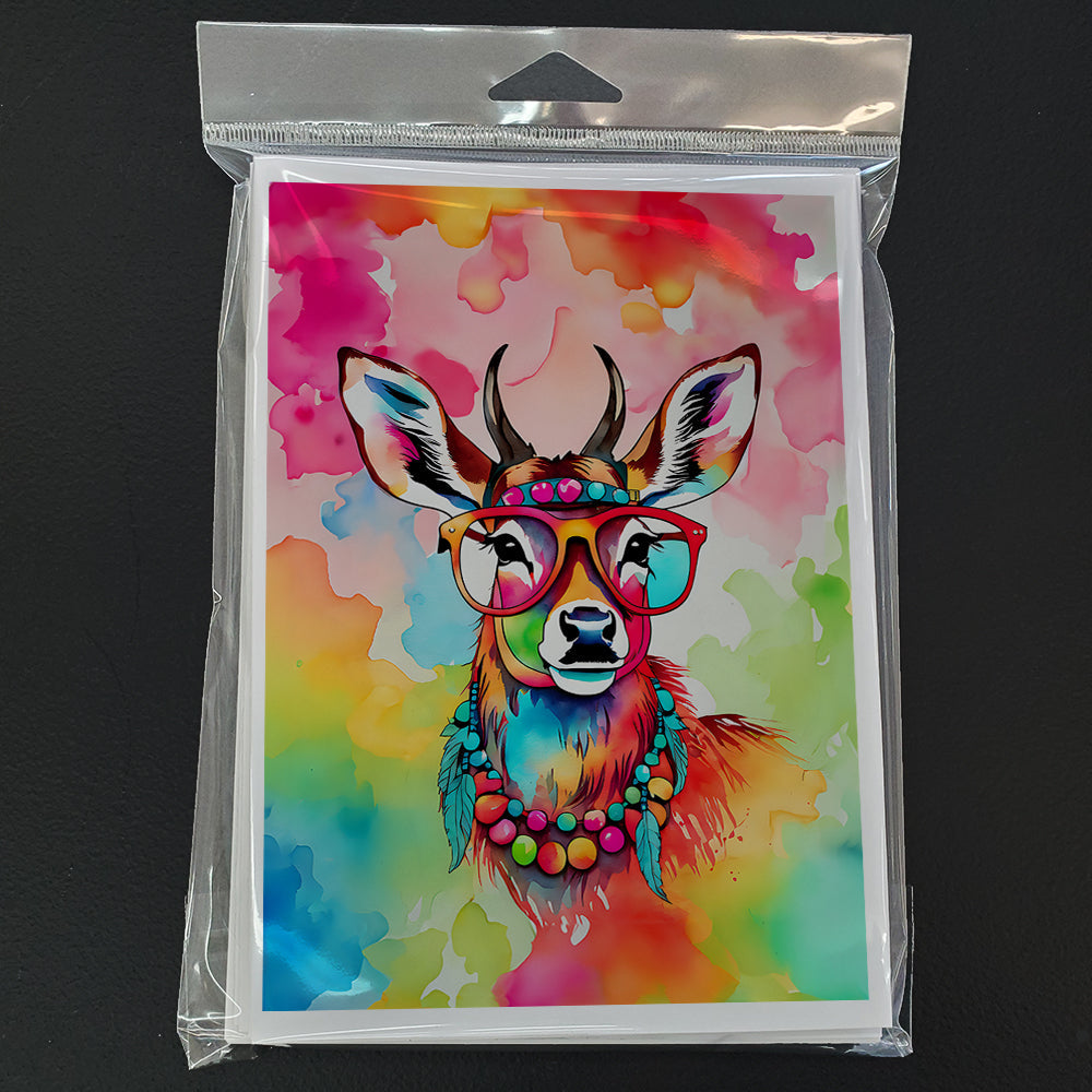 Hippie Animal Deer Greeting Cards Pack of 8 Blank Cards with Envelopes Whimsical A7 Size 5x7