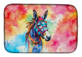 Hippie Animal Donkey Dish Drying Mat Absorbent Dish Drying Mat Pad for Kitchen Counter Dish Drainer Mat for Countertop, 14 x 21", Multicolor