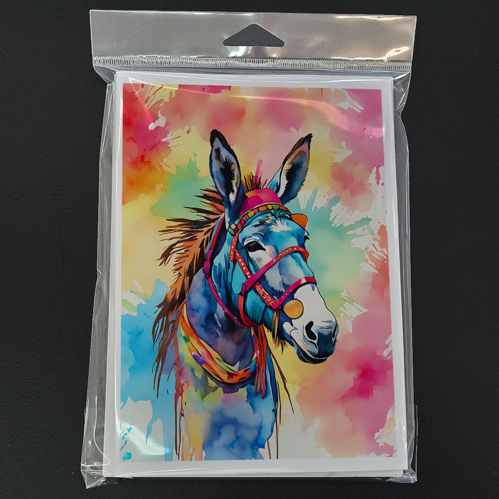 Hippie Animal Donkey Greeting Cards Pack of 8 Blank Cards with Envelopes Whimsical A7 Size 5x7
