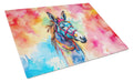 Hippie Animal Donkey Cutting Board Tempered Glass Kitchen Cutting Surface, Heat Resistant Chopping, Non-Slip Feet, Food Prep & Serving