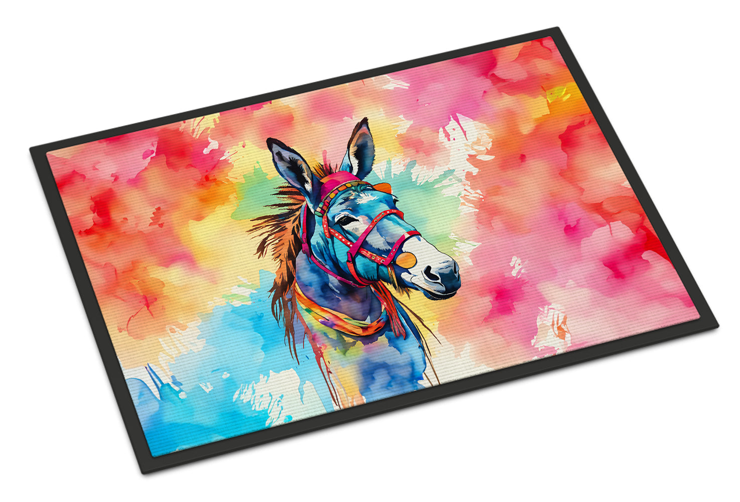 Hippie Animal Donkey Doormat Indoor Outdoor 18H X 27W Front Door Mat Rugs for Entryway, Non Slip Washable