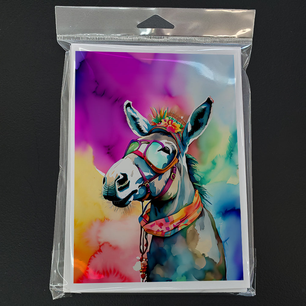Hippie Animal Donkey Greeting Cards Pack of 8 Blank Cards with Envelopes Whimsical A7 Size 5x7