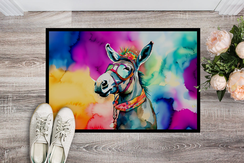 Hippie Animal Donkey Doormat Indoor Outdoor 18H X 27W Front Door Mat Rugs for Entryway, Non Slip Washable