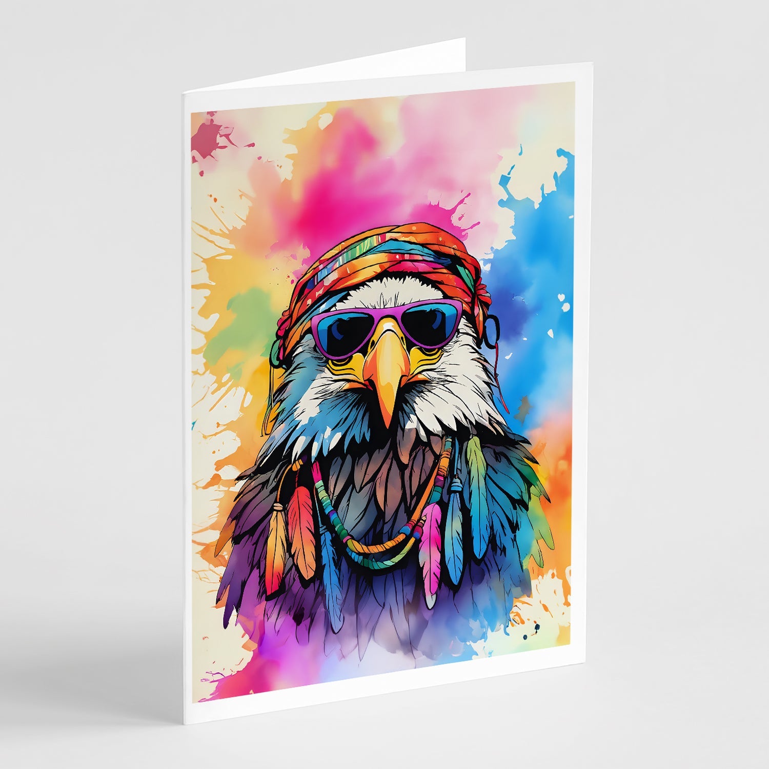 Hippie Animal Eagle Greeting Cards Pack of 8 Blank Cards with Envelopes Whimsical A7 Size 5x7