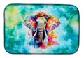 Hippie Animal Elephant Dish Drying Mat Absorbent Dish Drying Mat Pad for Kitchen Counter Dish Drainer Mat for Countertop, 14 x 21", Multicolor
