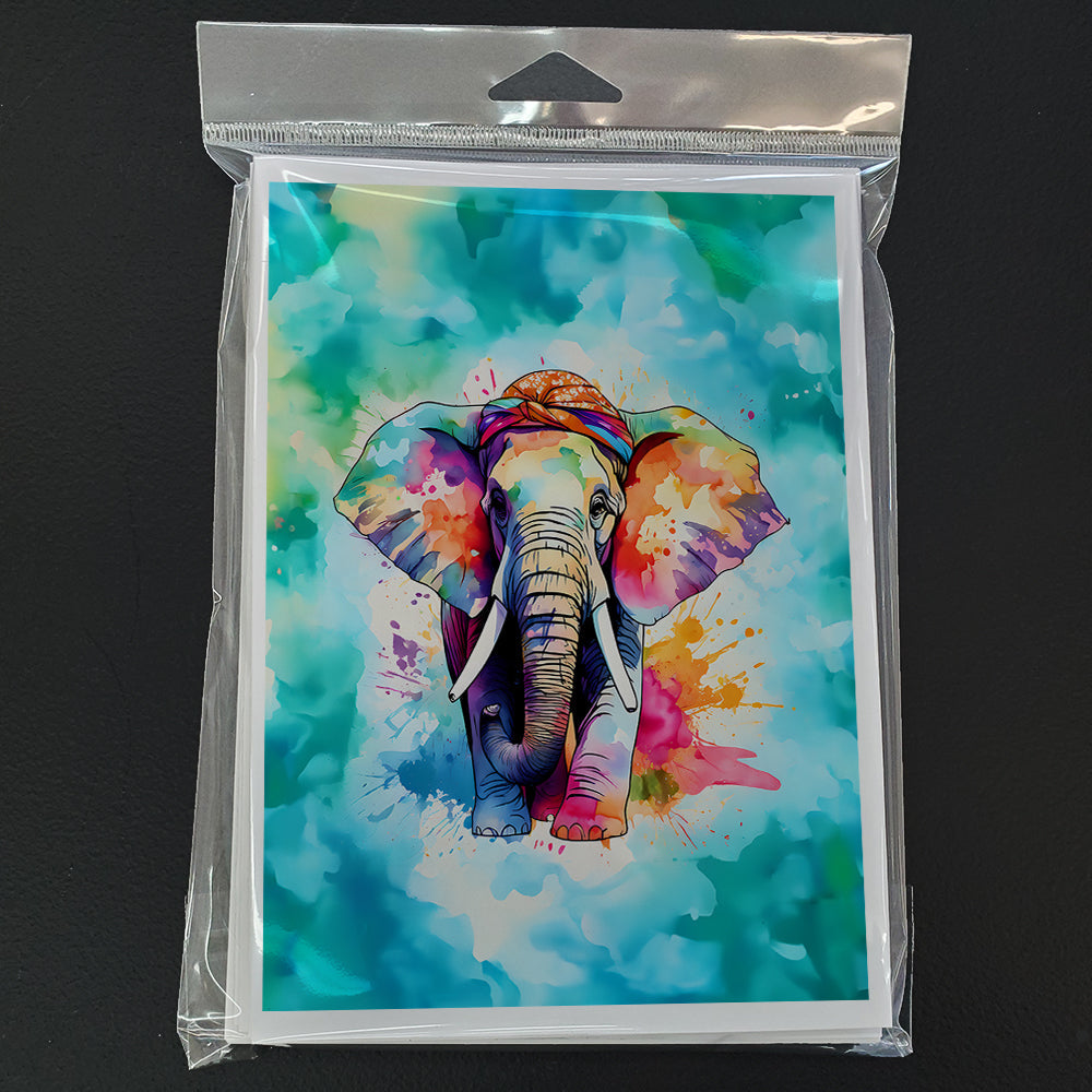 Hippie Animal Elephant Greeting Cards Pack of 8 Blank Cards with Envelopes Whimsical A7 Size 5x7