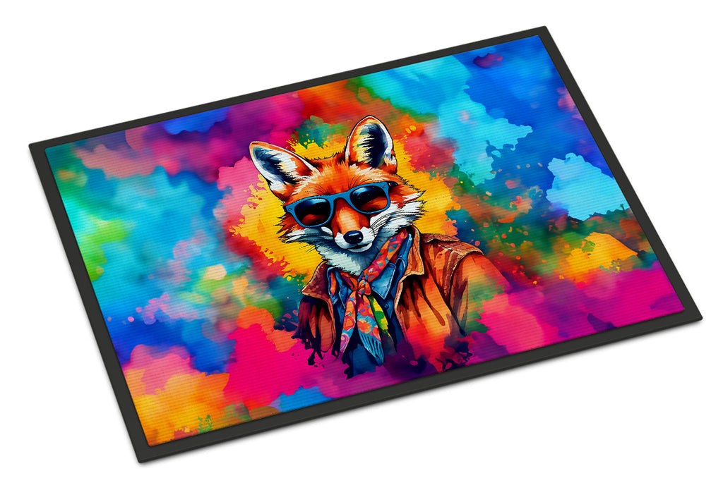 Hippie Animal Fox Doormat Indoor Outdoor 24H X 36W Front Door Mat Rugs for Entryway, Non Slip Washable Low Pile,