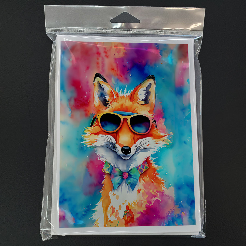 Hippie Animal Fox Greeting Cards Pack of 8 Blank Cards with Envelopes Whimsical A7 Size 5x7