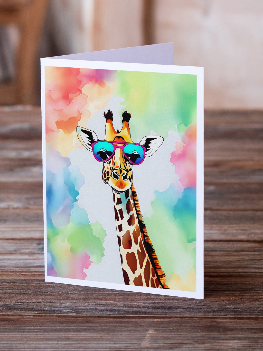 Hippie Animal Giraffe Greeting Cards Pack of 8 Blank Cards with Envelopes Whimsical A7 Size 5x7