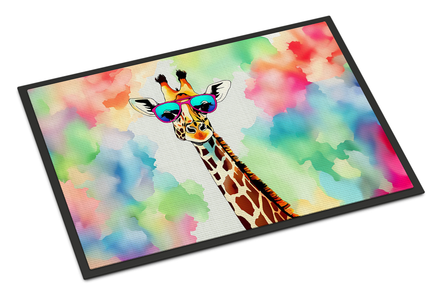 Hippie Animal Giraffe Doormat Indoor Outdoor 24H X 36W Front Door Mat Rugs for Entryway, Non Slip Washable Low Pile,