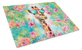 Hippie Animal Giraffe Cutting Board Tempered Glass Kitchen Cutting Surface, Heat Resistant Chopping, Non-Slip Feet, Food Prep & Serving