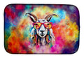 Hippie Animal Goat Dish Drying Mat Absorbent Dish Drying Mat Pad for Kitchen Counter Dish Drainer Mat for Countertop, 14 x 21", Multicolor