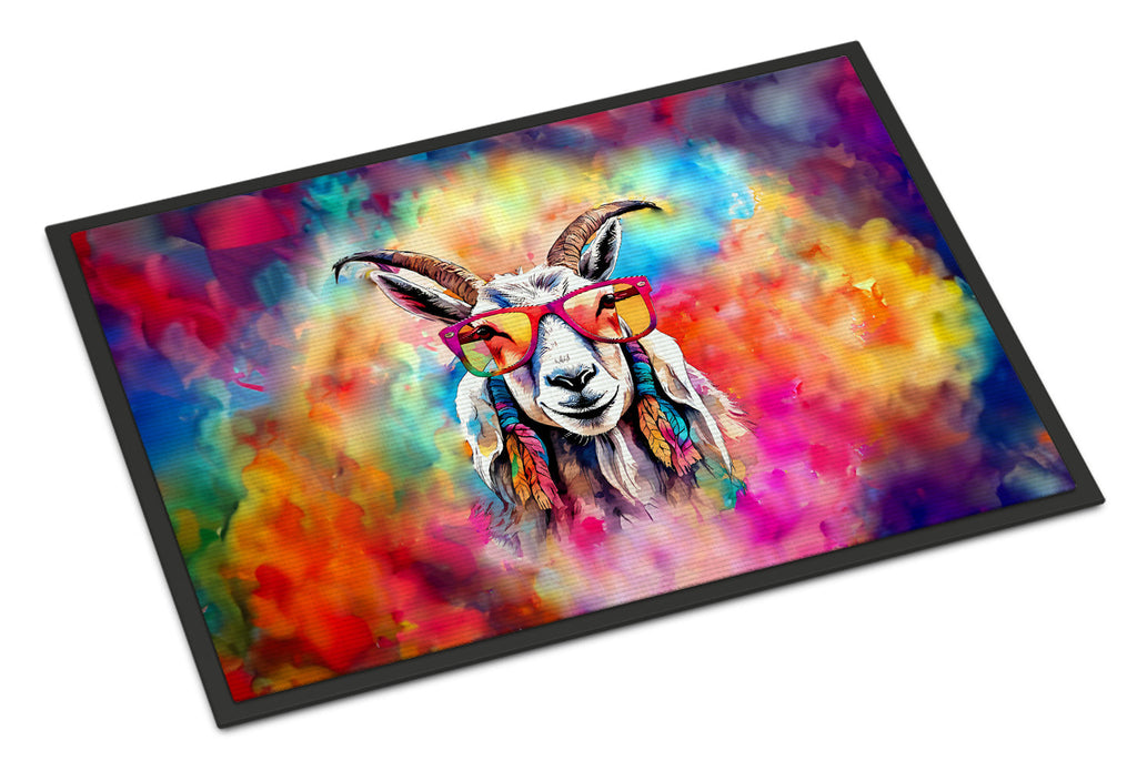 Hippie Animal Goat Doormat Indoor Outdoor 24H X 36W Front Door Mat Rugs for Entryway, Non Slip Washable Low Pile,