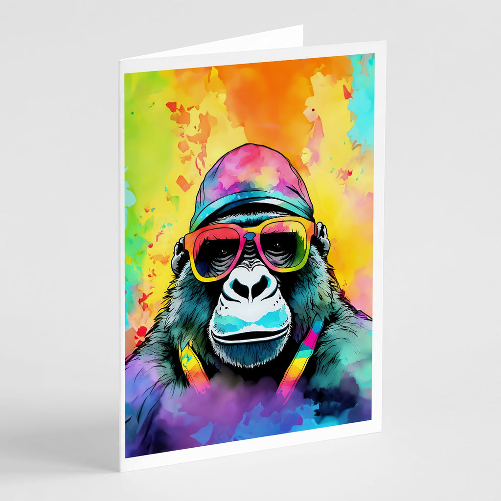 Hippie Animal Gorilla Greeting Cards Pack of 8 Blank Cards with Envelopes Whimsical A7 Size 5x7