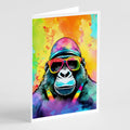 Hippie Animal Gorilla Greeting Cards Pack of 8 Blank Cards with Envelopes Whimsical A7 Size 5x7