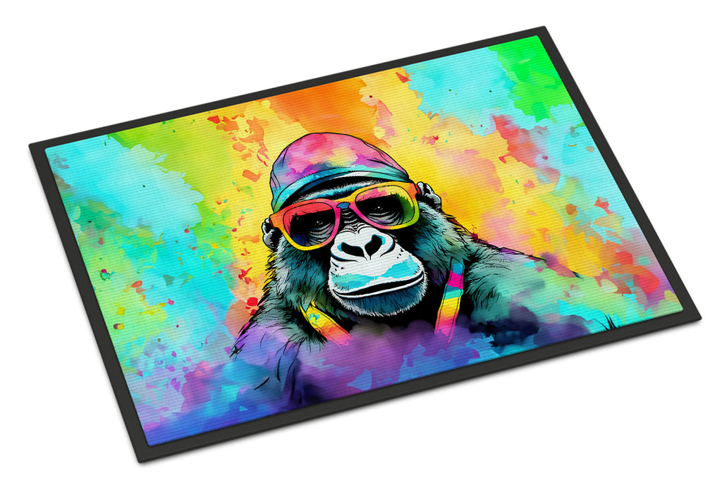 Hippie Animal Gorilla Doormat Indoor Outdoor 24H X 36W Front Door Mat Rugs for Entryway, Non Slip Washable Low Pile,
