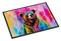 Hippie Animal Grizzly Bear Doormat Indoor Outdoor 24H X 36W Front Door Mat Rugs for Entryway, Non Slip Washable Low Pile,
