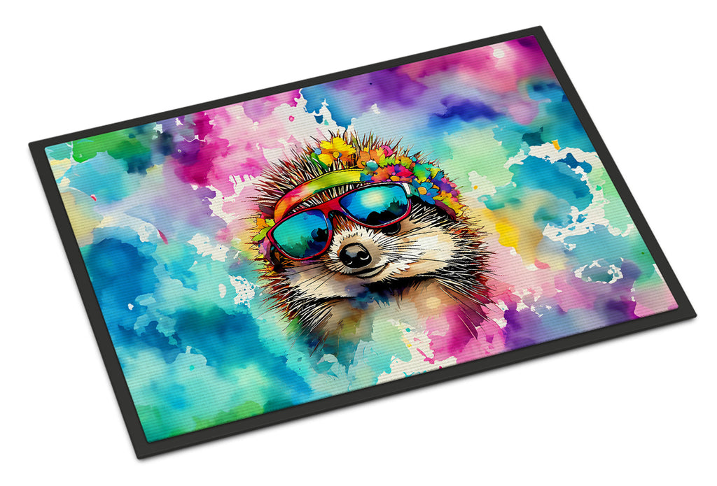 Hippie Animal Hedgehog Doormat Indoor Outdoor 24H X 36W Front Door Mat Rugs for Entryway, Non Slip Washable Low Pile,