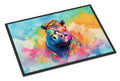 Hippie Animal Hippopotamus Doormat Indoor Outdoor 24H X 36W Front Door Mat Rugs for Entryway, Non Slip Washable Low Pile,