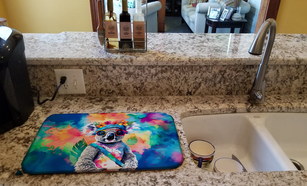 Hippie Animal Koala Dish Drying Mat Absorbent Dish Drying Mat Pad for Kitchen Counter Dish Drainer Mat for Countertop, 14 x 21", Multicolor