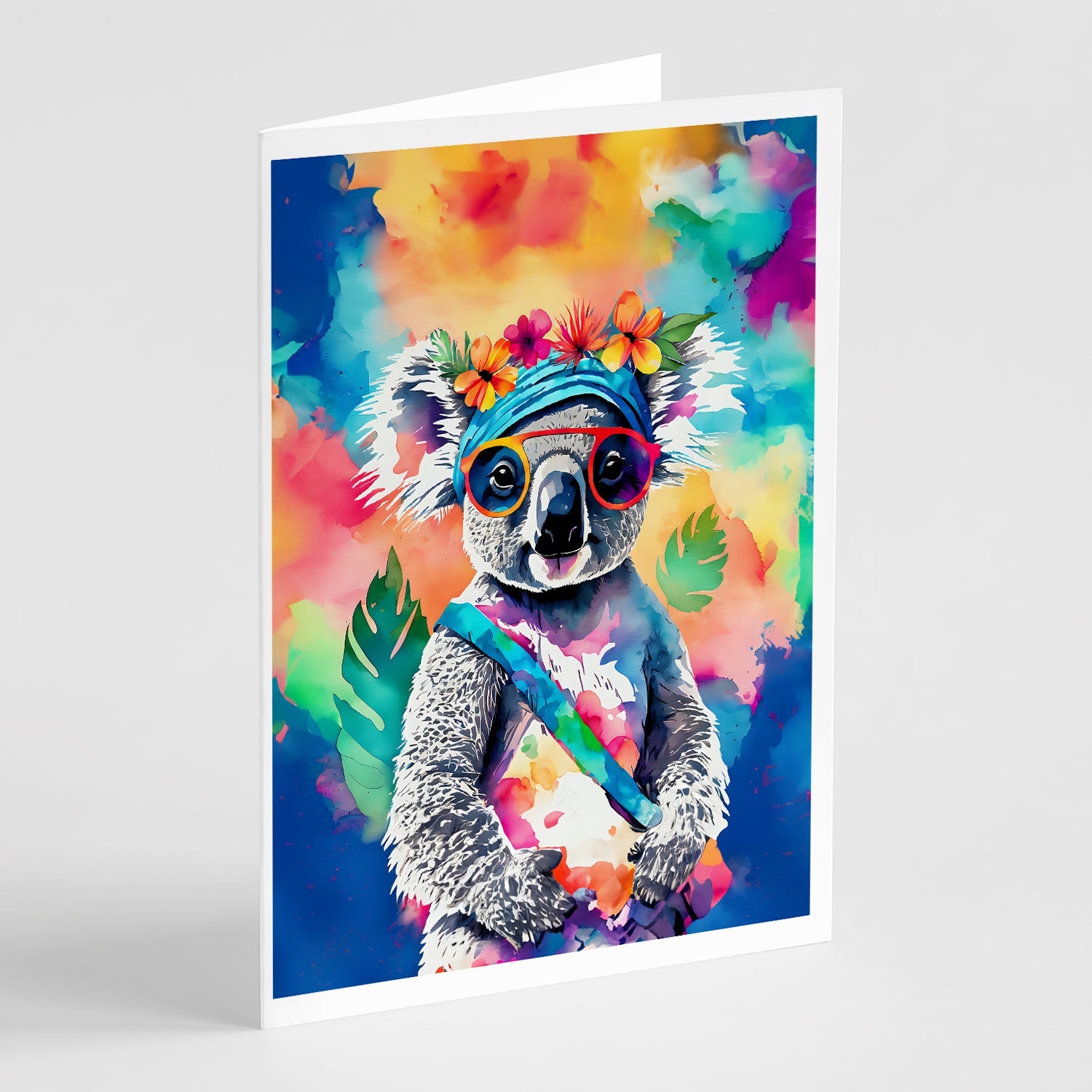 Hippie Animal Koala Greeting Cards Pack of 8 Blank Cards with Envelopes Whimsical A7 Size 5x7