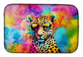 Hippie Animal Leopard Dish Drying Mat Absorbent Dish Drying Mat Pad for Kitchen Counter Dish Drainer Mat for Countertop, 14 x 21", Multicolor