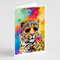 Hippie Animal Leopard Greeting Cards Pack of 8 Blank Cards with Envelopes Whimsical A7 Size 5x7