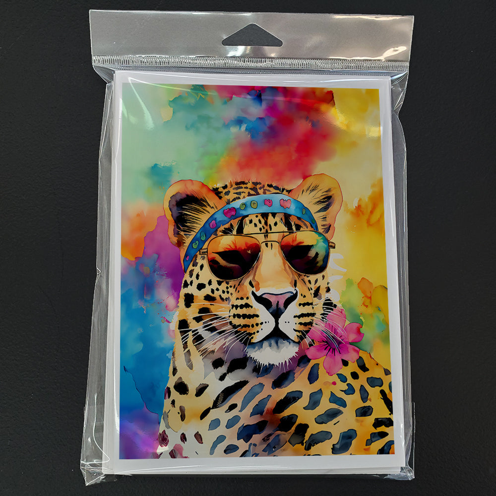 Hippie Animal Leopard Greeting Cards Pack of 8 Blank Cards with Envelopes Whimsical A7 Size 5x7