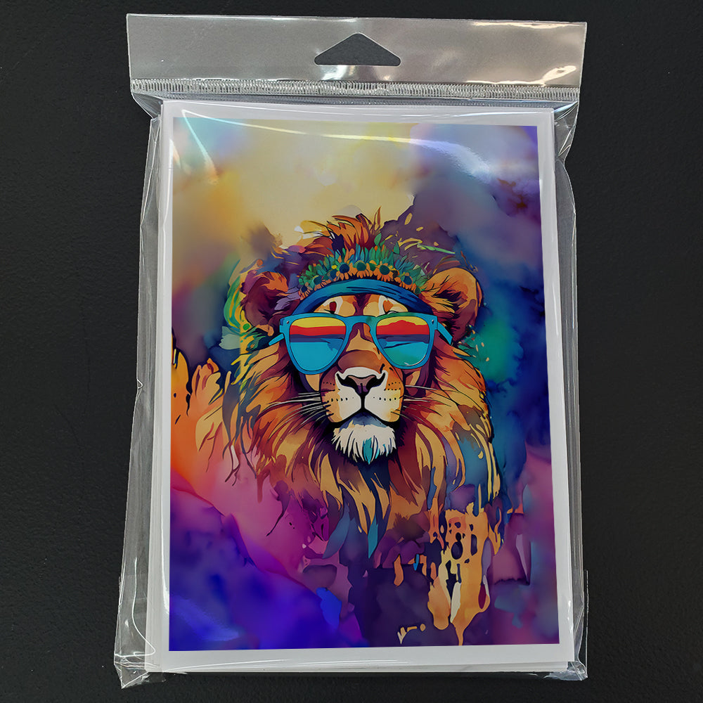 Hippie Animal Lion Greeting Cards Pack of 8 Blank Cards with Envelopes Whimsical A7 Size 5x7