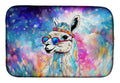 Hippie Animal Llama Dish Drying Mat Absorbent Dish Drying Mat Pad for Kitchen Counter Dish Drainer Mat for Countertop, 14 x 21", Multicolor