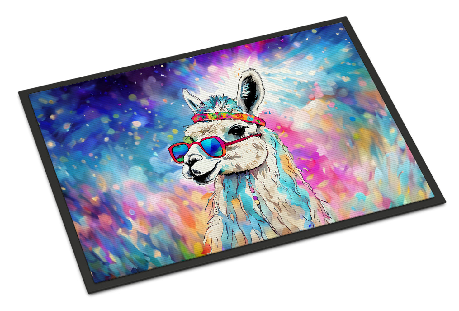 Hippie Animal Llama Doormat Indoor Outdoor 18H X 27W Front Door Mat Rugs for Entryway, Non Slip Washable