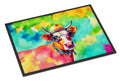 Hippie Animal Malvi Cow Doormat Indoor Outdoor 24H X 36W Front Door Mat Rugs for Entryway, Non Slip Washable Low Pile,