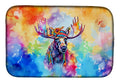 Hippie Animal Moose Dish Drying Mat Absorbent Dish Drying Mat Pad for Kitchen Counter Dish Drainer Mat for Countertop, 14 x 21", Multicolor
