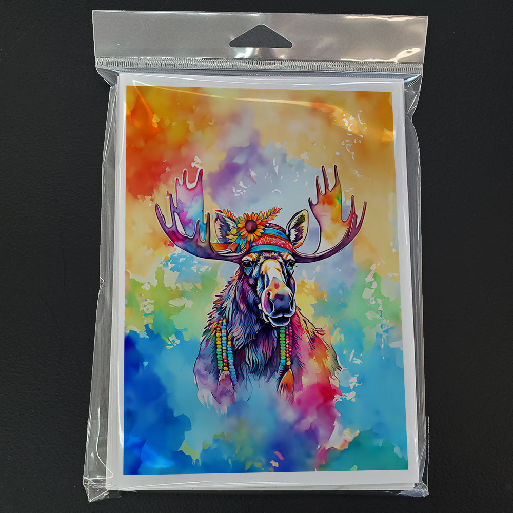 Hippie Animal Moose Greeting Cards Pack of 8 Blank Cards with Envelopes Whimsical A7 Size 5x7