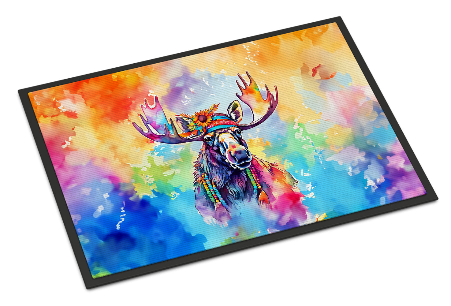 Hippie Animal Moose Doormat Indoor Outdoor 24H X 36W Front Door Mat Rugs for Entryway, Non Slip Washable Low Pile,