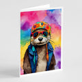 Hippie Animal Otter Greeting Cards Pack of 8 Blank Cards with Envelopes Whimsical A7 Size 5x7