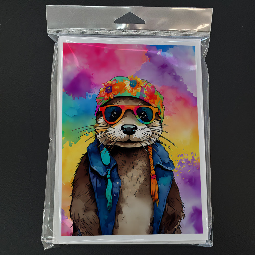Hippie Animal Otter Greeting Cards Pack of 8 Blank Cards with Envelopes Whimsical A7 Size 5x7
