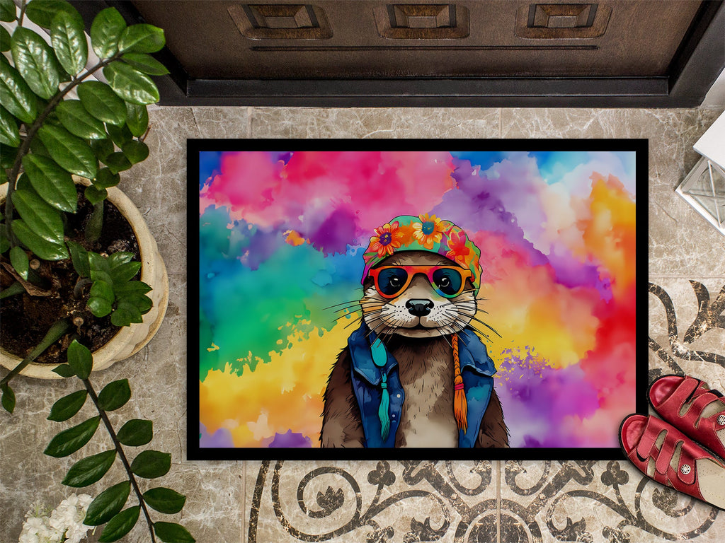 Hippie Animal Otter Doormat Indoor Outdoor 18H X 27W Front Door Mat Rugs for Entryway, Non Slip Washable