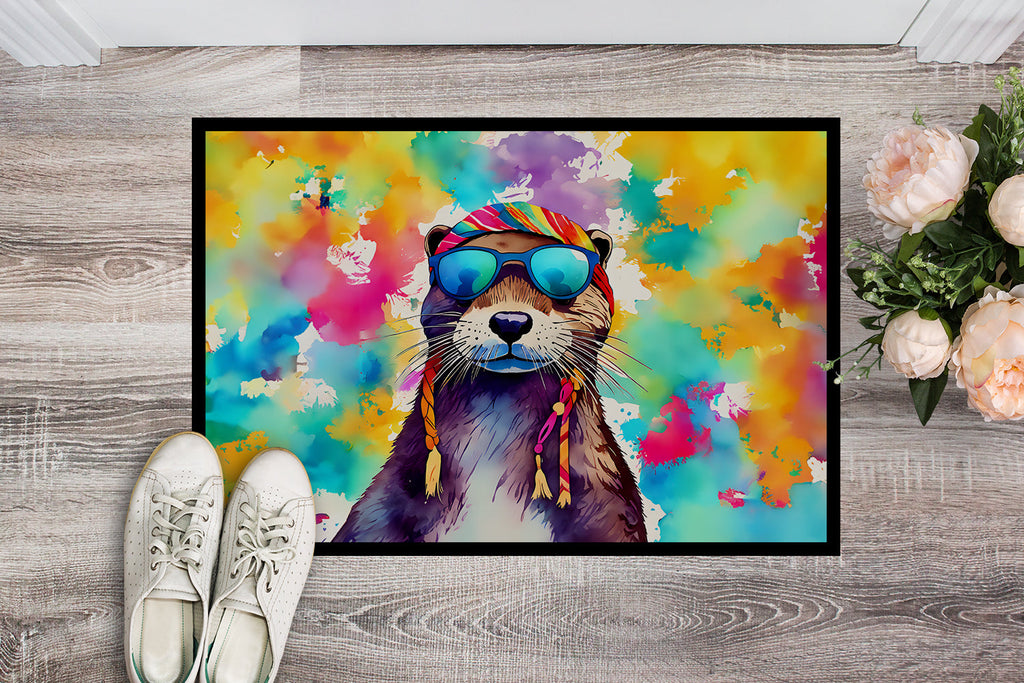 Hippie Animal Otter Doormat Indoor Outdoor 24H X 36W Front Door Mat Rugs for Entryway, Non Slip Washable Low Pile,